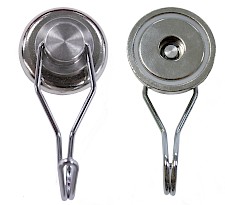Neodymium Shallow Pot Magnets with a Swivel Hook
